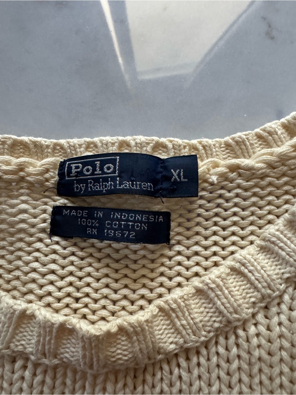 Polo by Ralph Lauren Cream Cable-Knit Crew Sweater